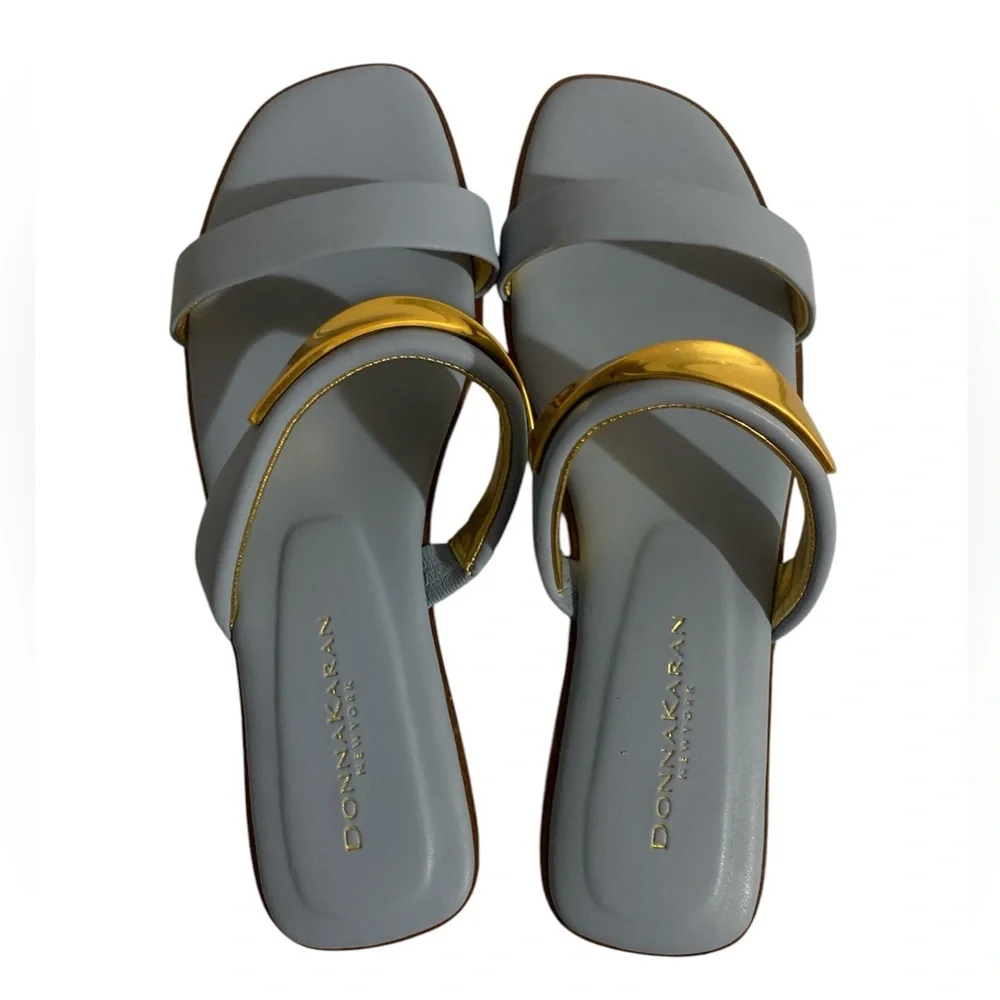 Donna Karan Elegant Blue and Gold Women's Sandals 8